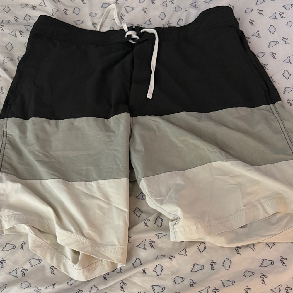 H&M Black, Gray, and White Swim Board Shorts